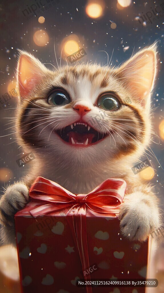 开心的猫插画