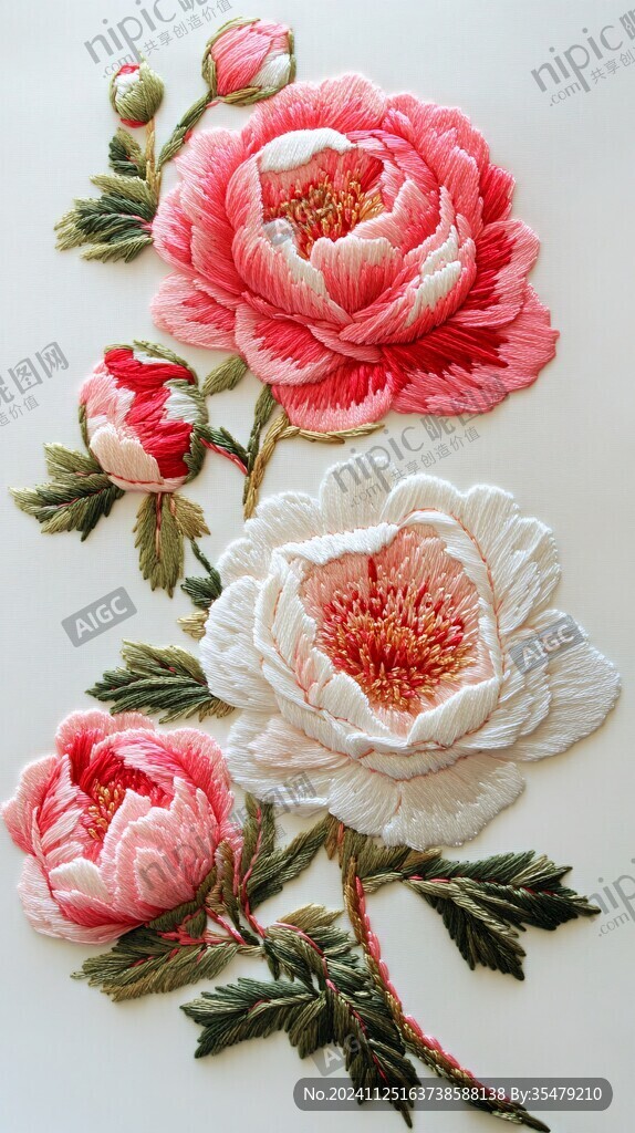 牡丹花刺绣
