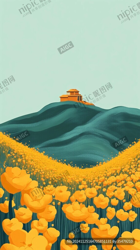 登高赏菊旅行插画