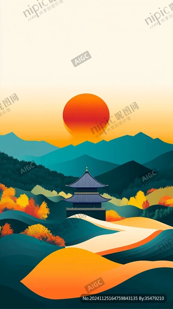 旭日东升插画