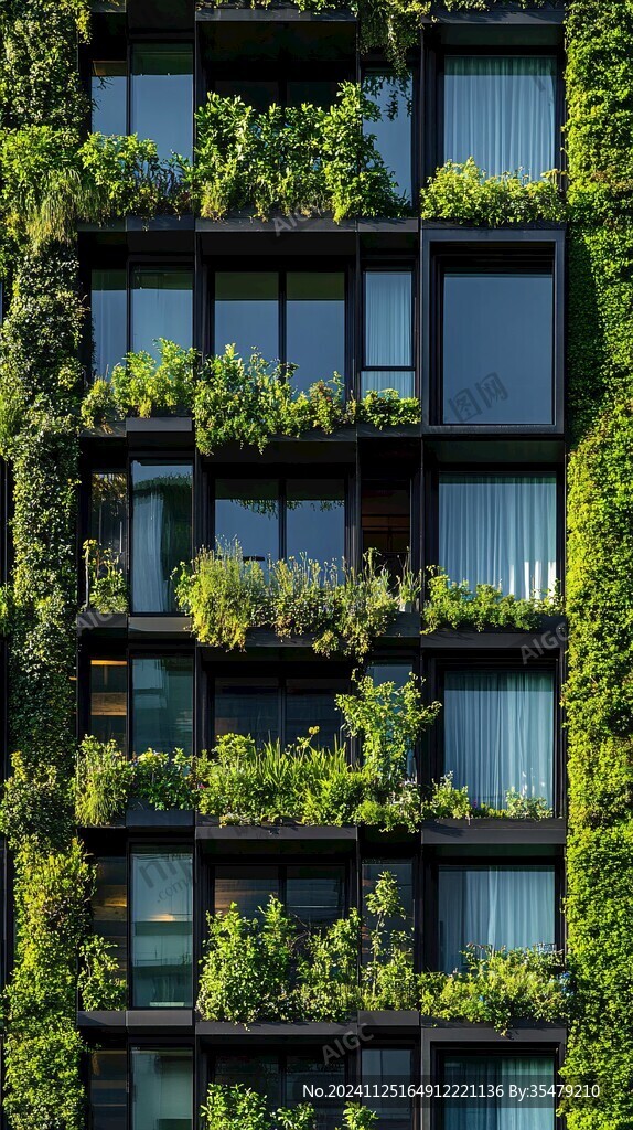 爬满绿色植物的建筑