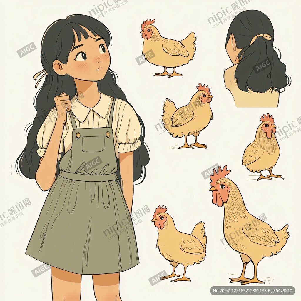 农家少女卡通形象