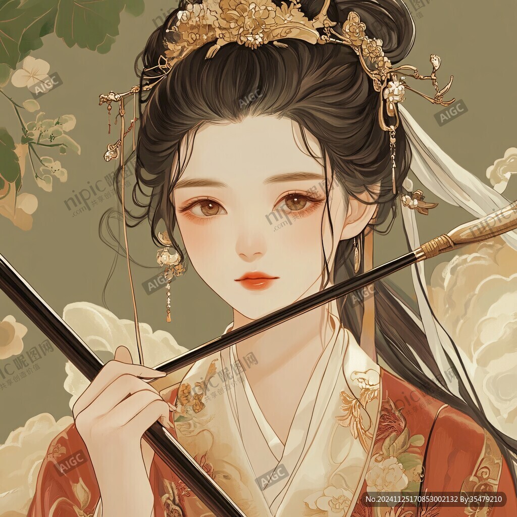 古风美女头像插画封面