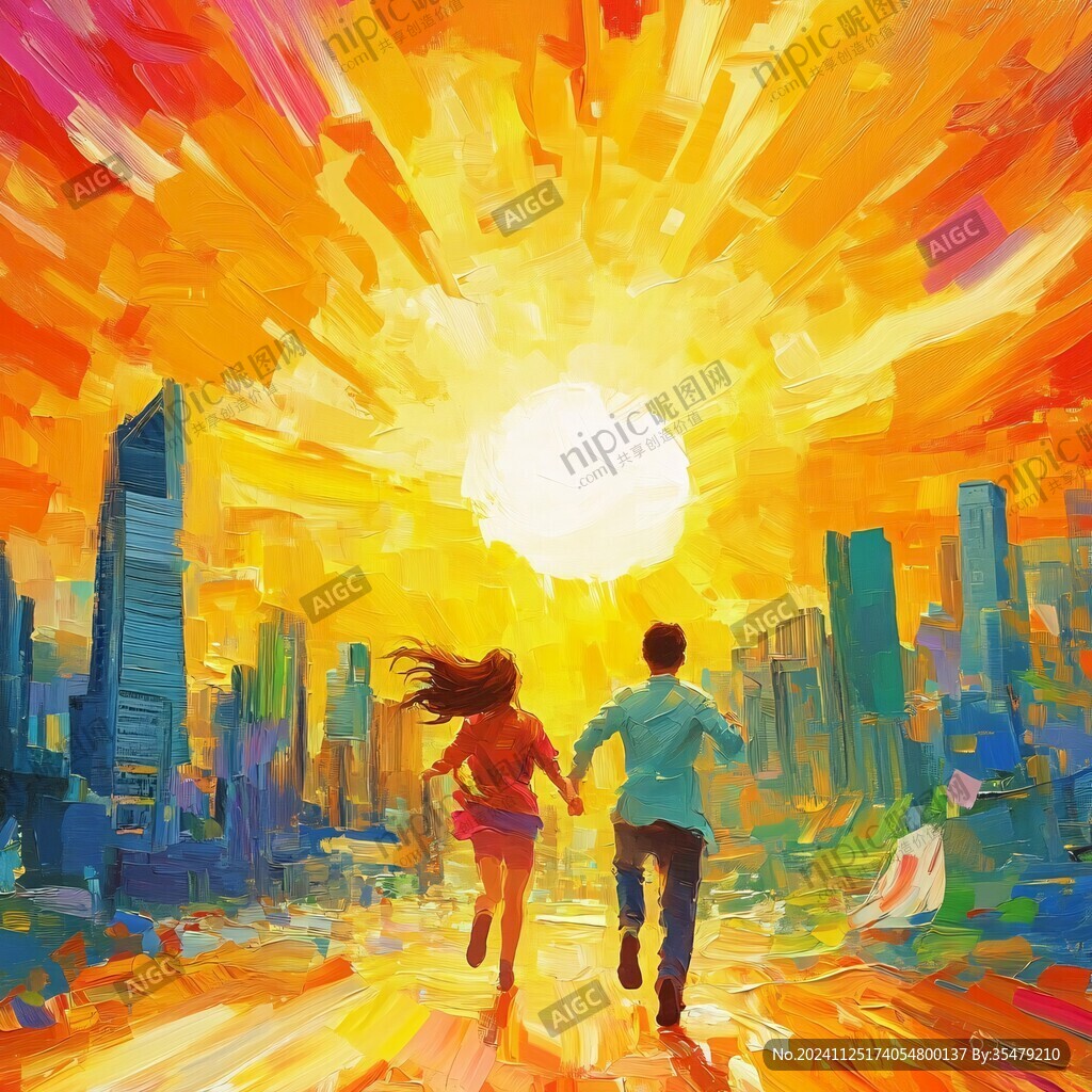 插画城市夕阳