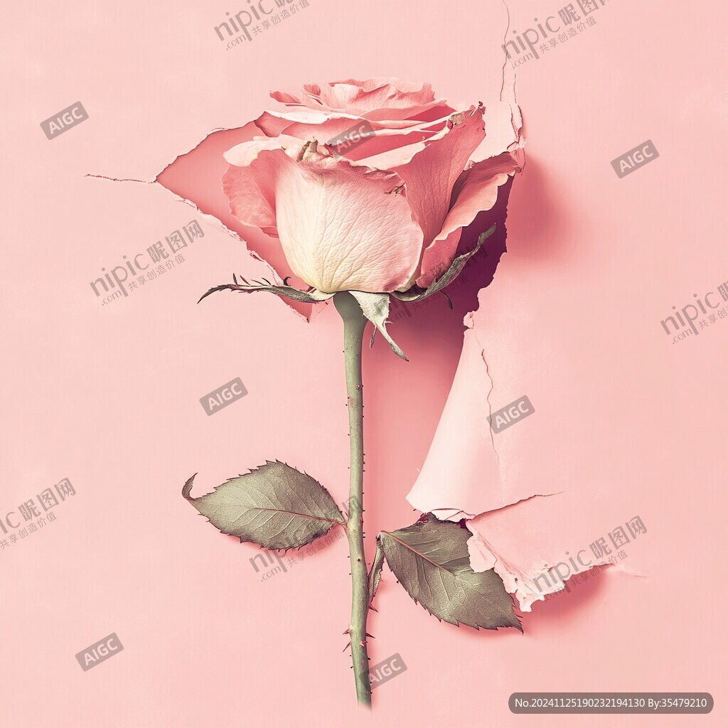 一支玫瑰花朵盛开鲜花