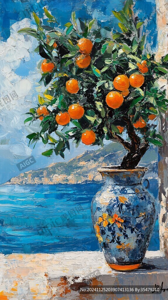 手绘地中海油画
