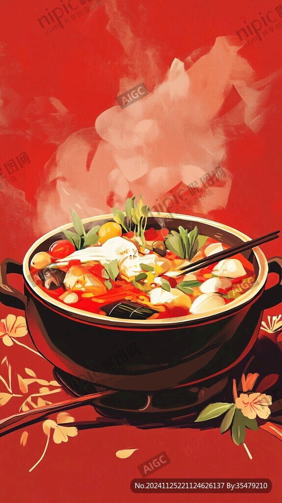番茄火锅插画