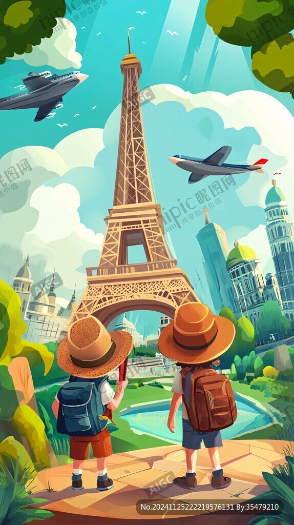 户外旅游城市插画