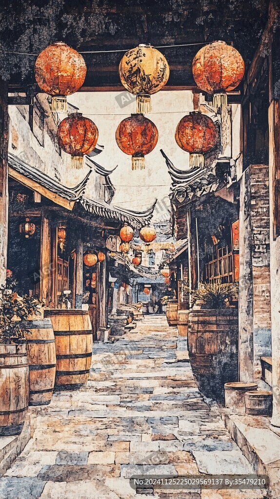 束河古镇插画