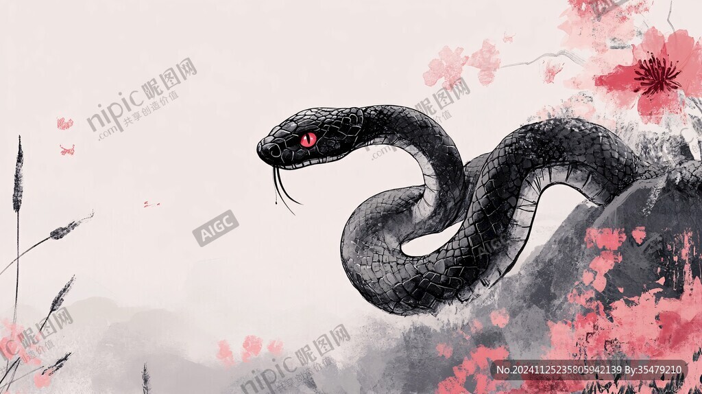 蛇六月插画