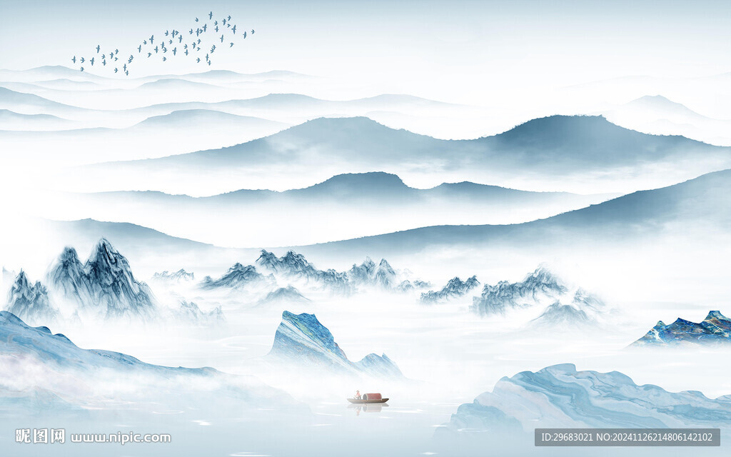 高档 中式山水新画 TIF分层
