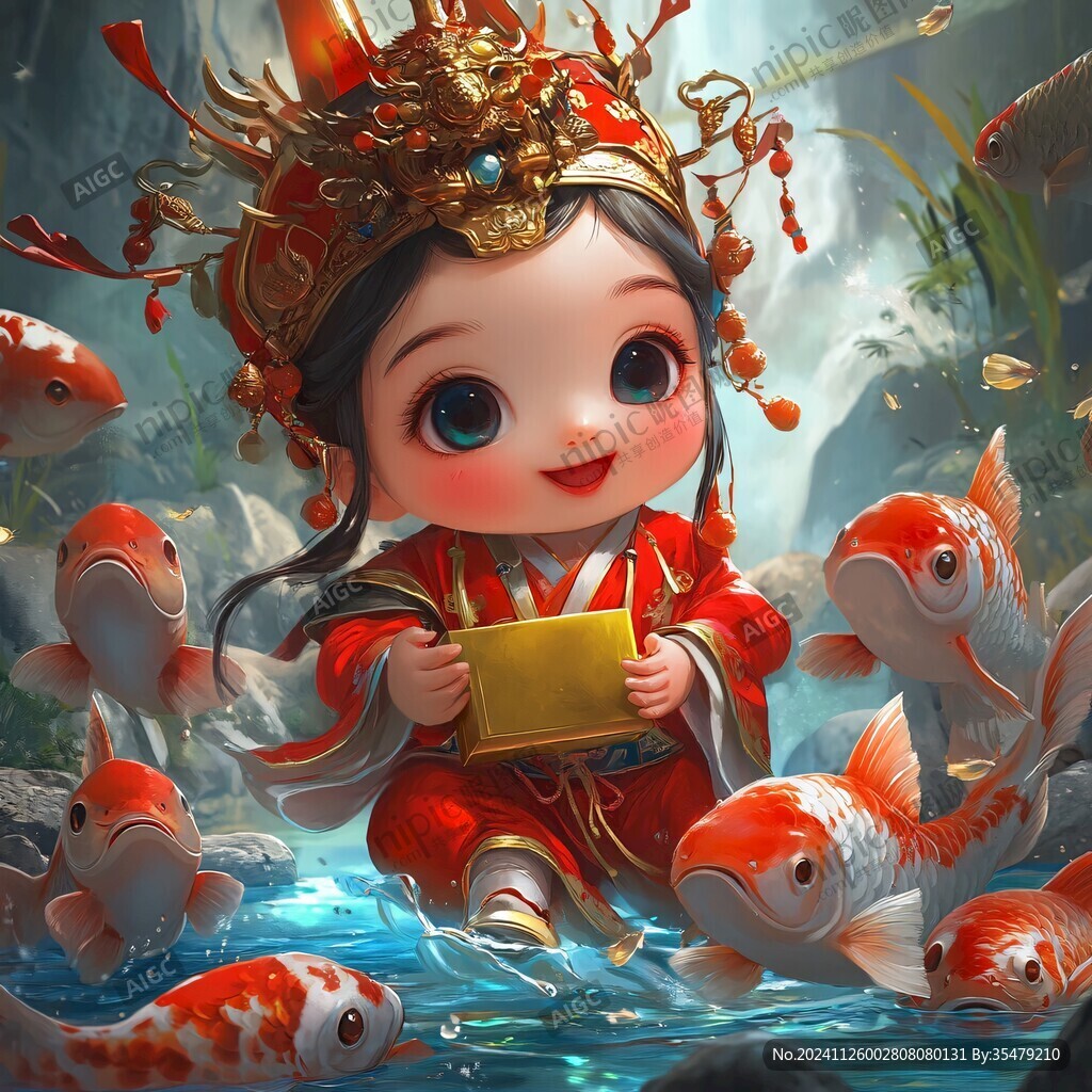 福娃抱鲤鱼