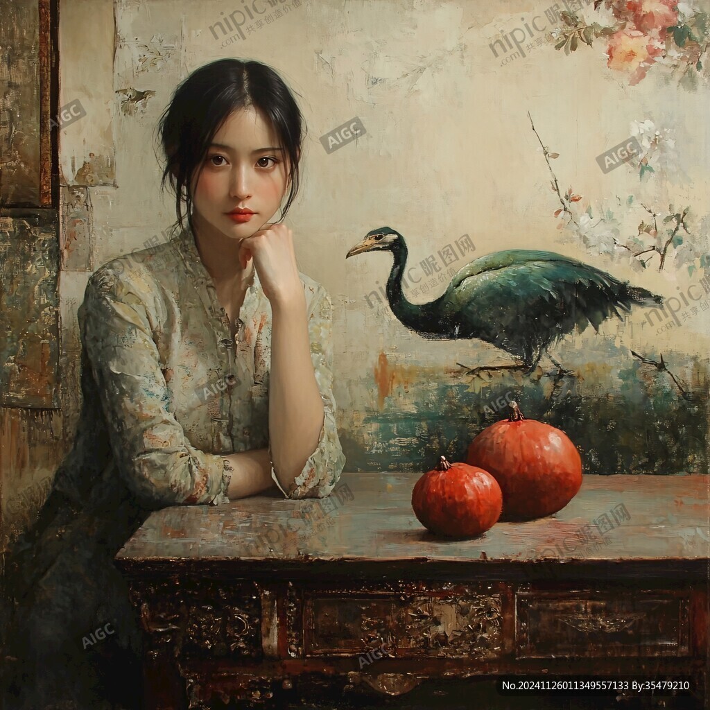 江南美女油画