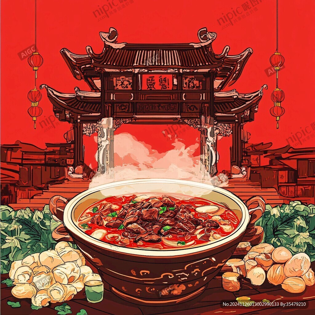 水煮牛肉插画