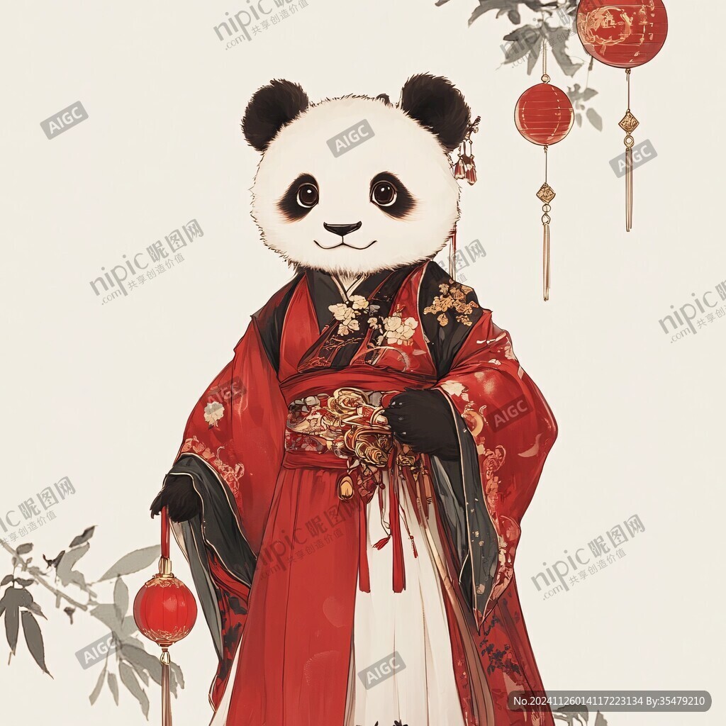 穿汉服的熊猫
