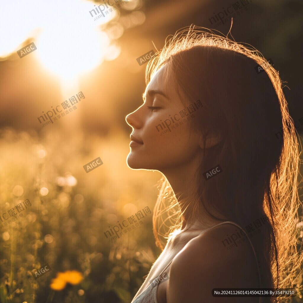 午后沐浴阳光下的美女