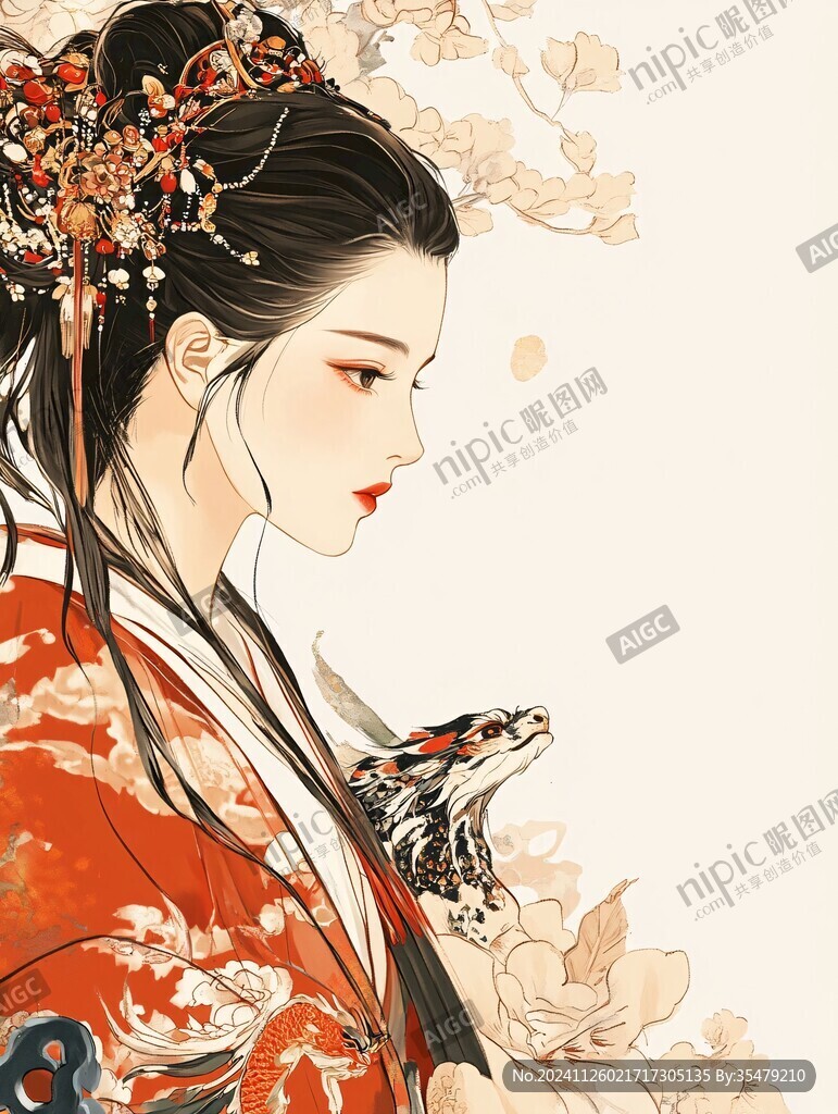 古风美女头像插画封面