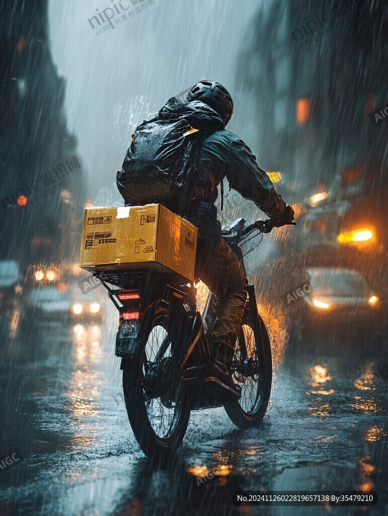 雨中送外卖