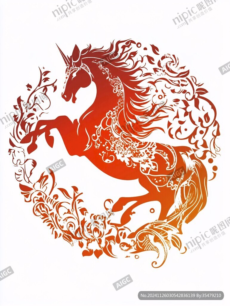 手绘独角兽logo