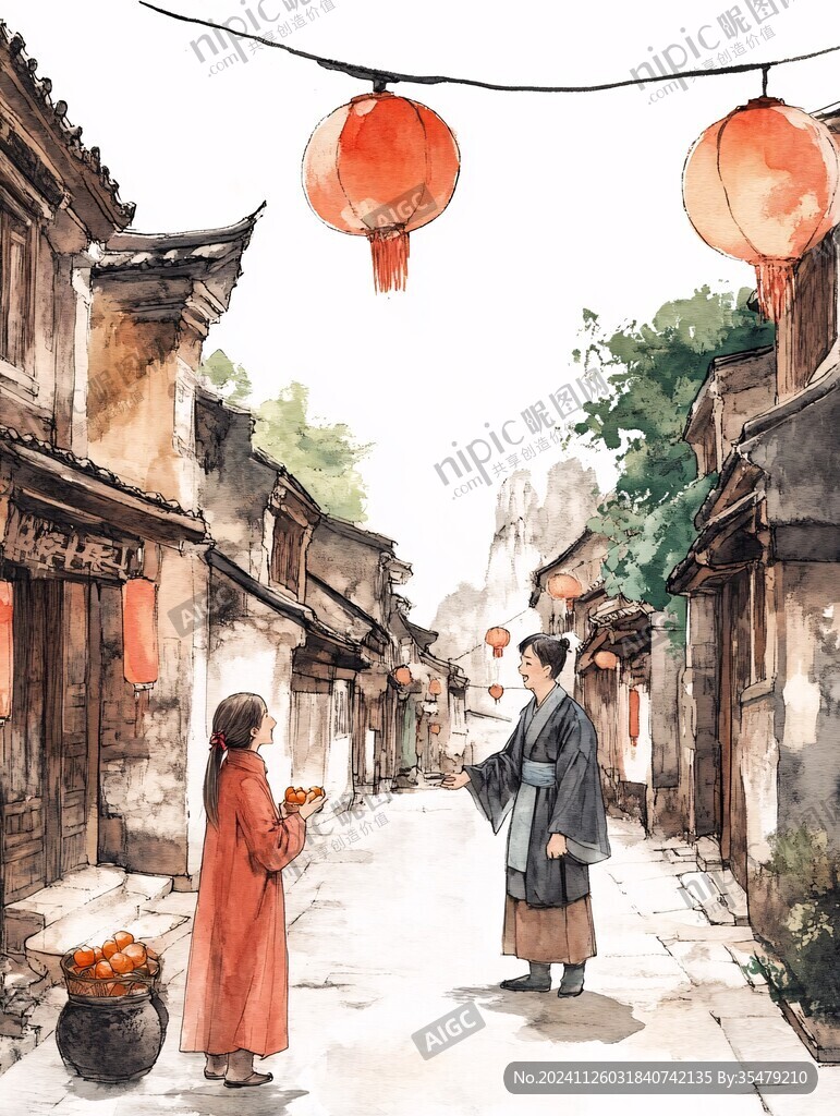 束河古镇插画