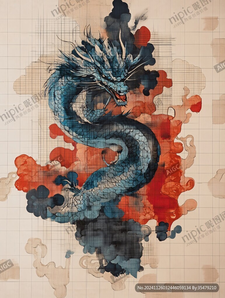 艺术手工绘制龙图