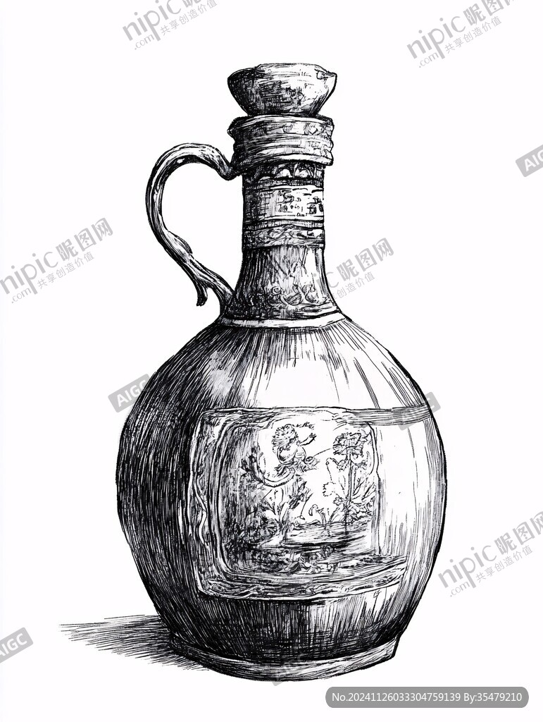 酒壶手绘