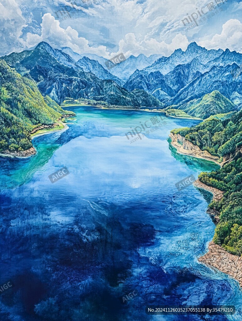 千岛湖风景油画