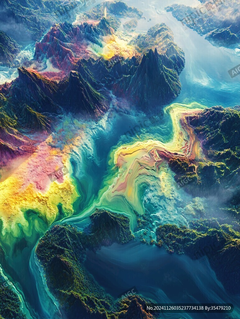 彩色地形地理地貌