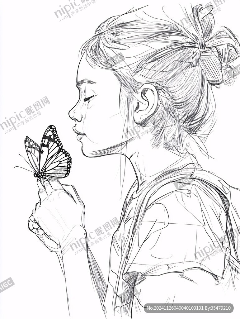 线条画女生