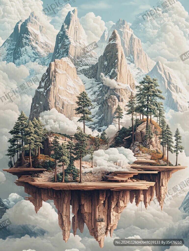 3d云海悬浮小岛