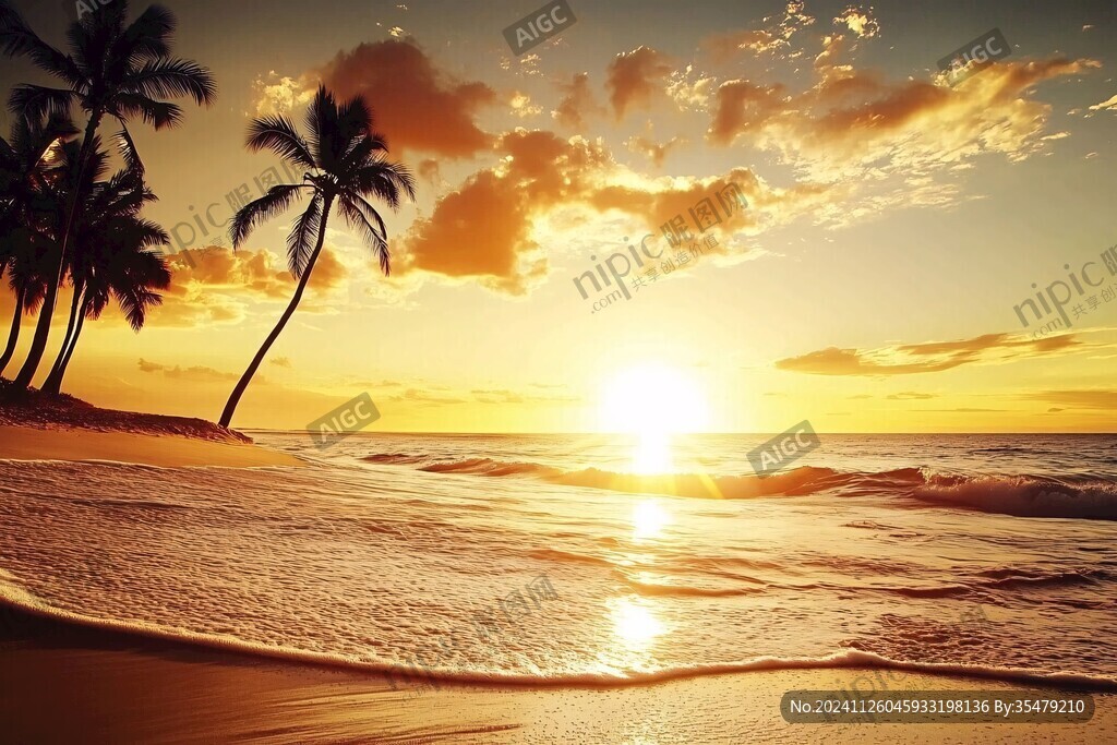 海边夕阳椰树