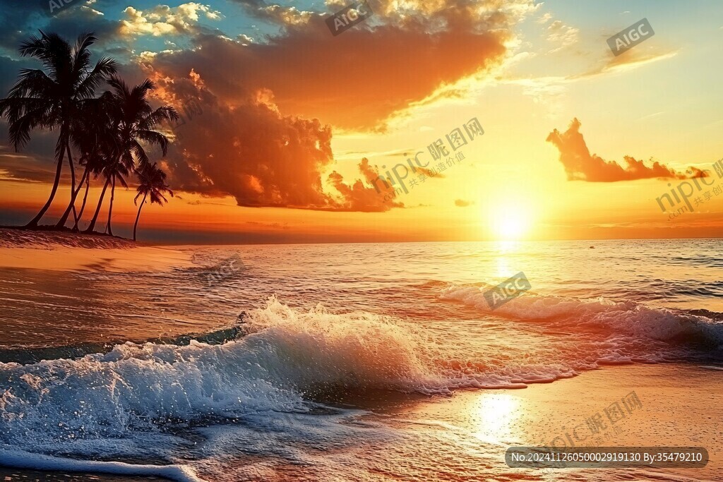 海边夕阳落日余晖背景