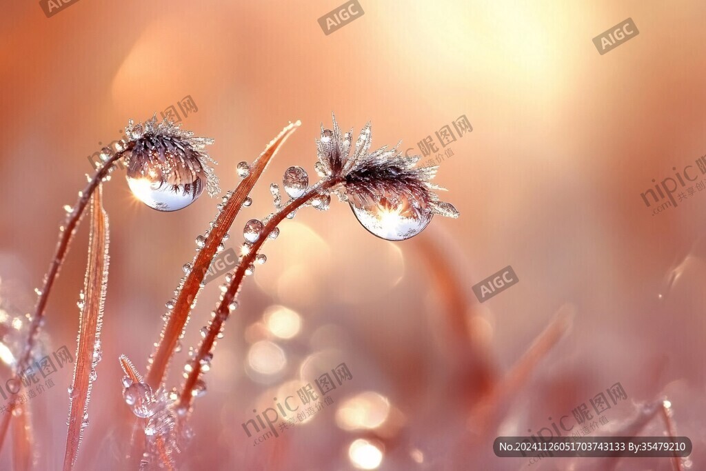 水珠与枯草