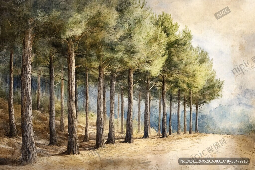 松树油画