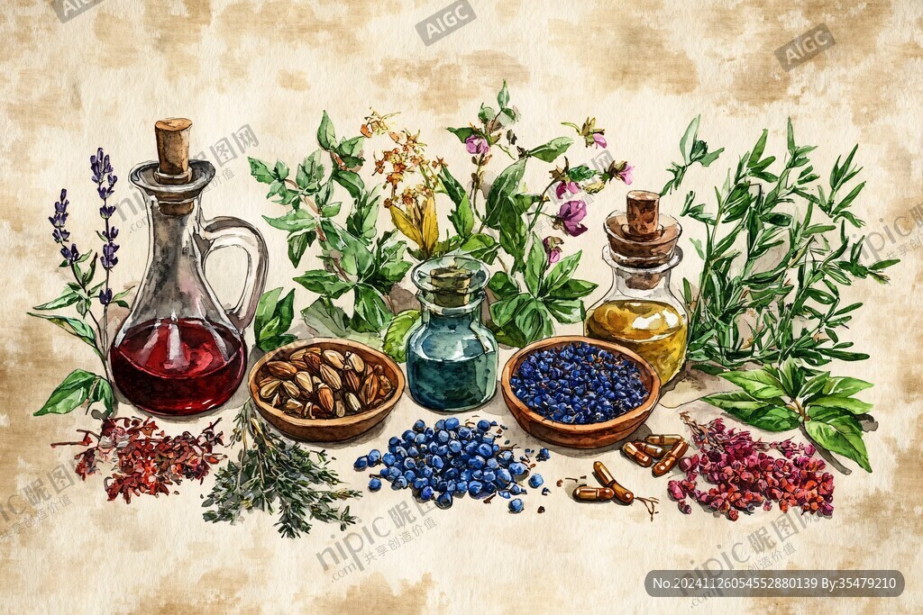 精油手绘插画
