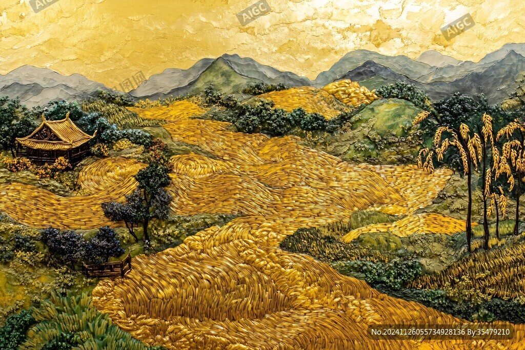 金箔风景画