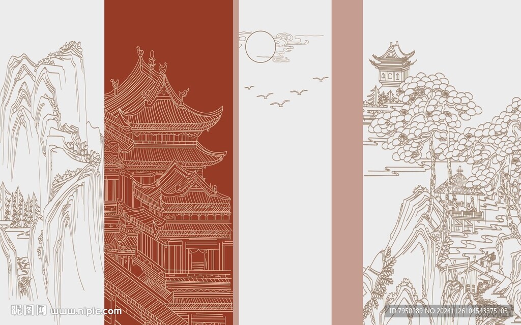 新中式背景墙  