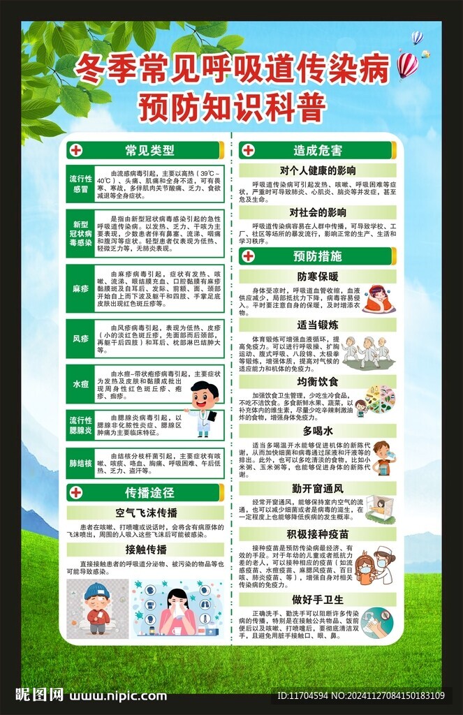 冬季传染病预防知识海报