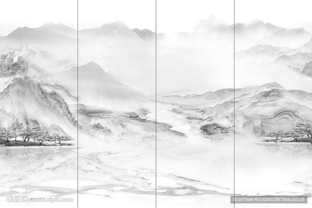 水墨丹青山水高清岩板大理石素材