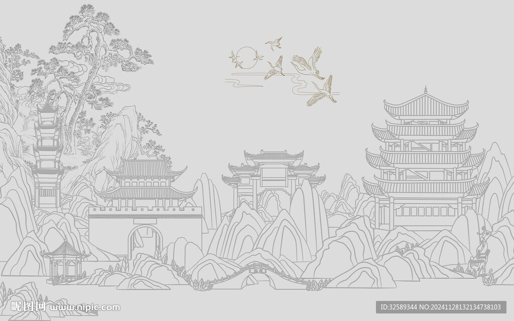 新中式背景墙 