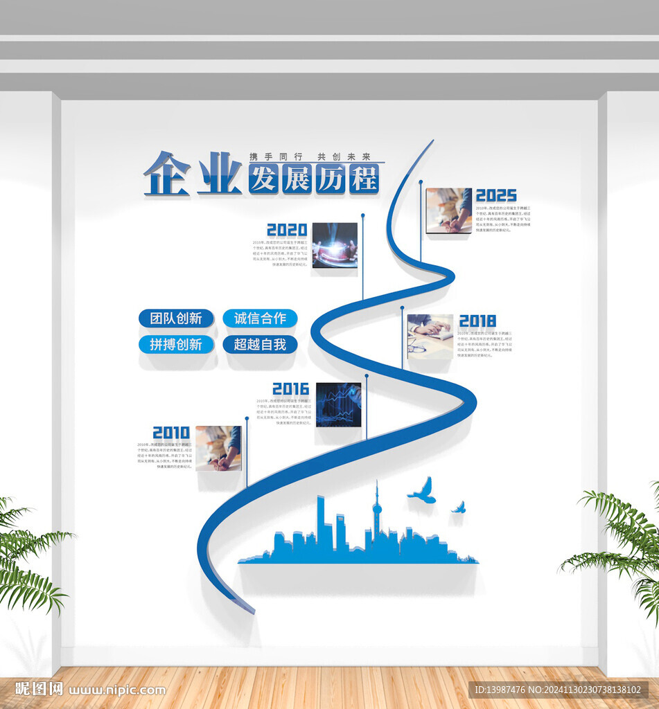 竖版公司企业发展历程文化墙