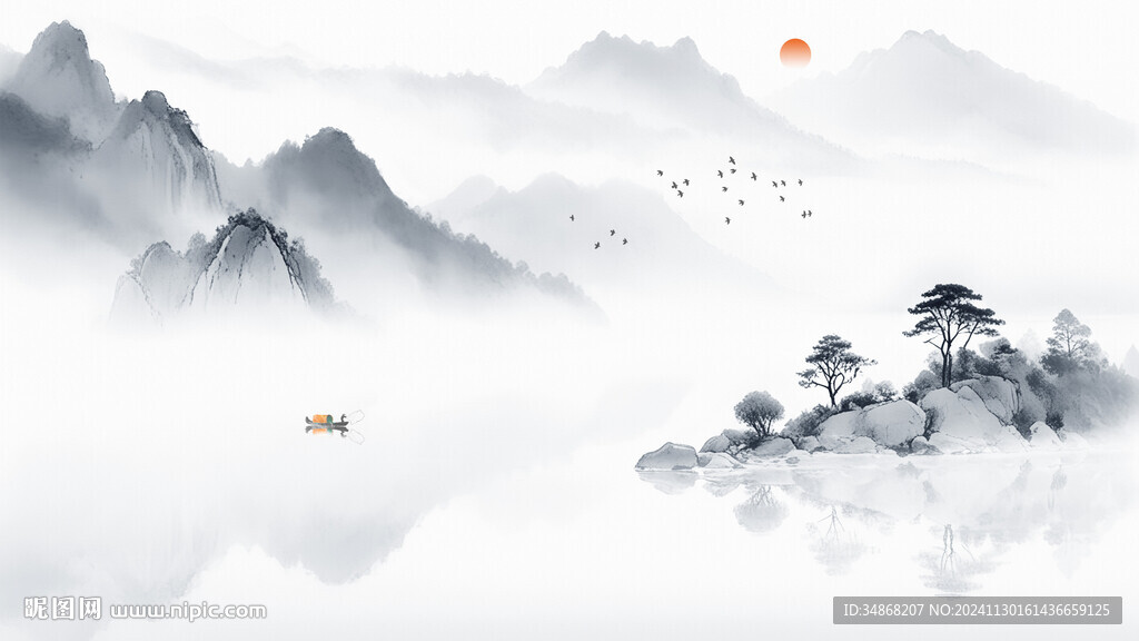 意境水墨山水画