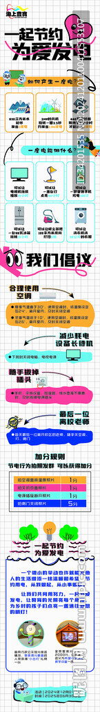 卡通节约用电长图宣传