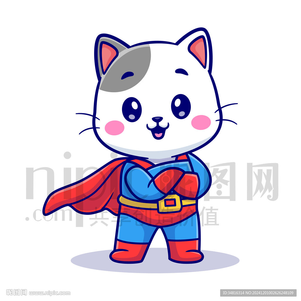 可爱卡通超人小猫