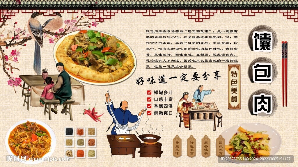 馕包肉背景墙