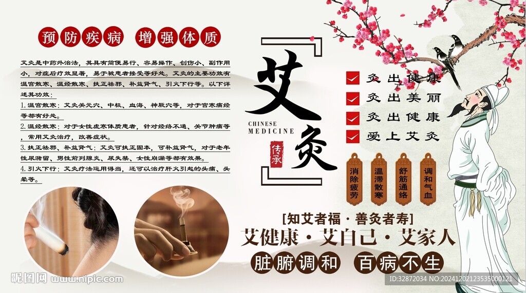 艾灸养生背景墙