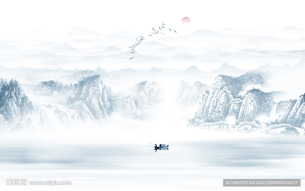 新中式水墨山水画