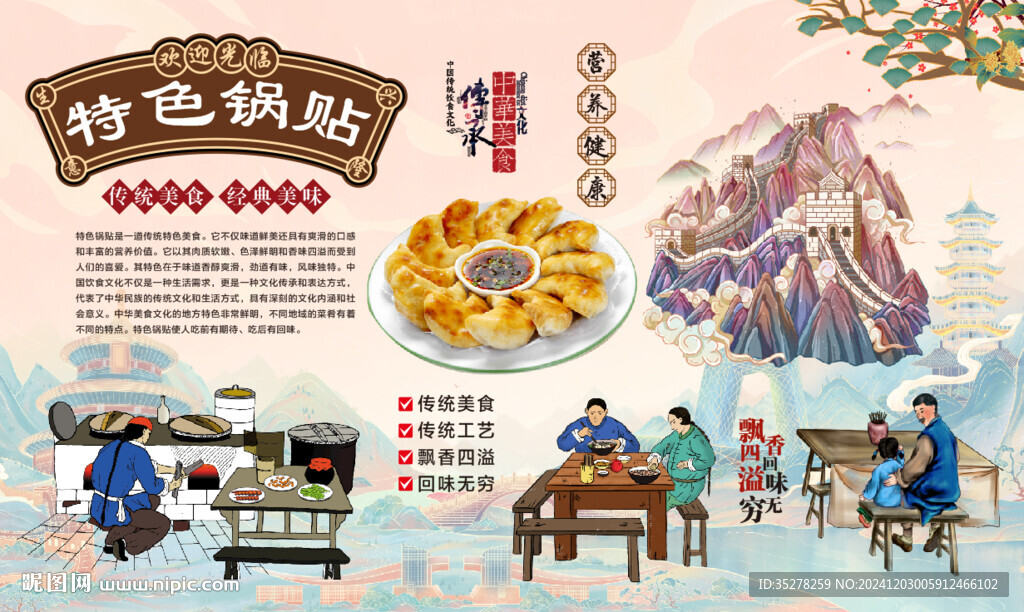 锅贴背景墙