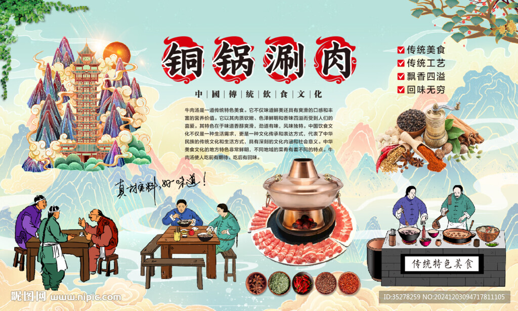 铜锅涮肉背景