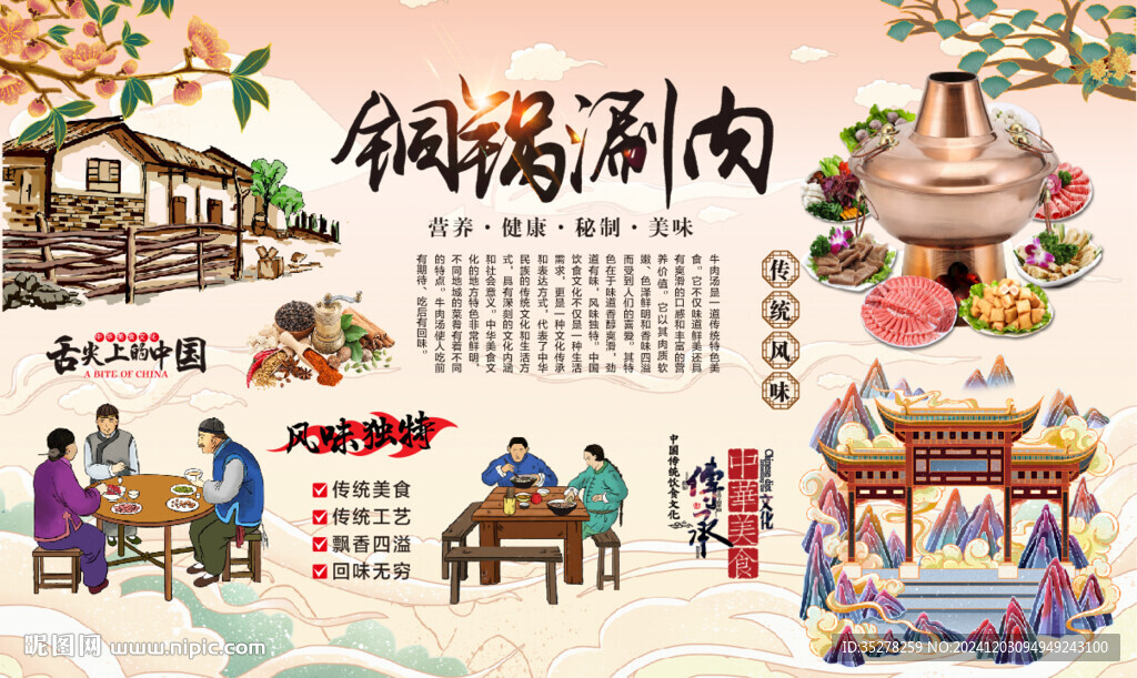 铜锅涮肉背景